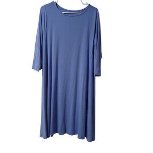 Appleseed's Periwinkle Blue 3/4 Sleeve Knit Shift Nightgown Size Medium